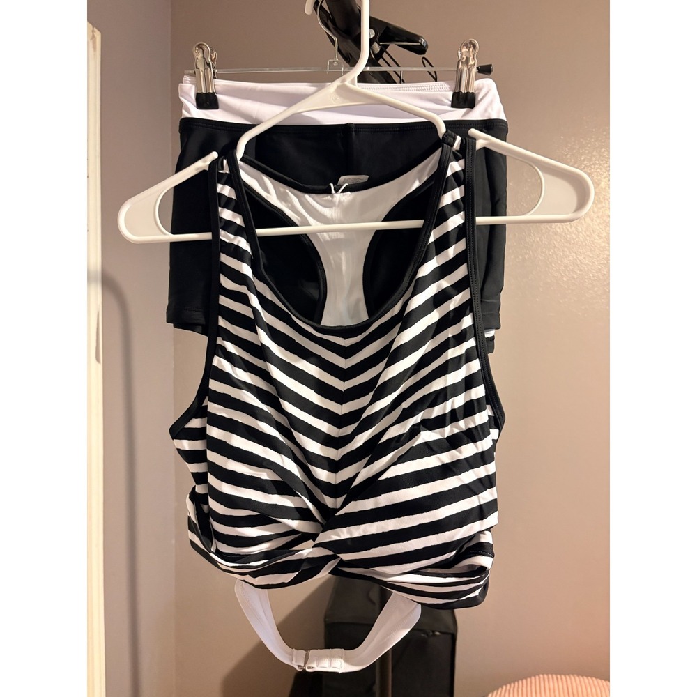 Cupshe Black and‎ White Women's Boyshorts Bikini Swimsuit Sz XL